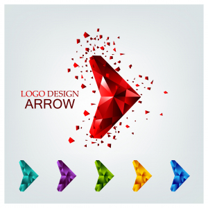 وکتور فلش هندسی برای طراحی لوگو با رنگهای قرمز و آبی و نارنجی و سبز و بنفش